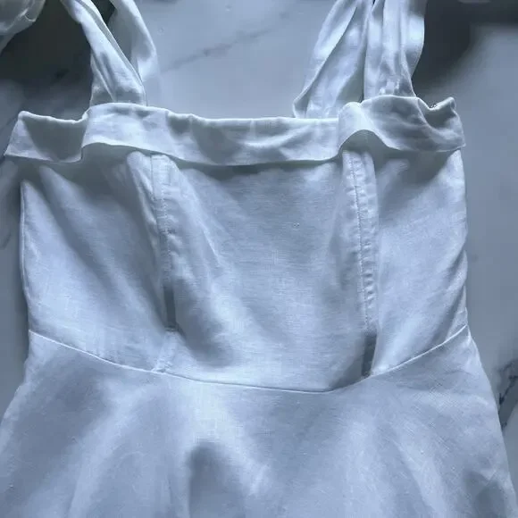 DISSH Aisle White Linen Bow Mini Dress Size 6 Resort wear Bridal Chic  minimalist - conticontadores.com.br